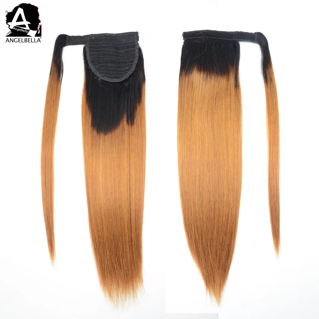 Angelbella Straight Ombre Hair Ponytails Double Drawn Human Hair Ponytail for Party